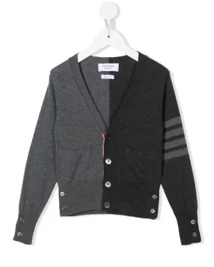 Thom Browne Kids ツートーンVネックカーディガン - サムネイル1