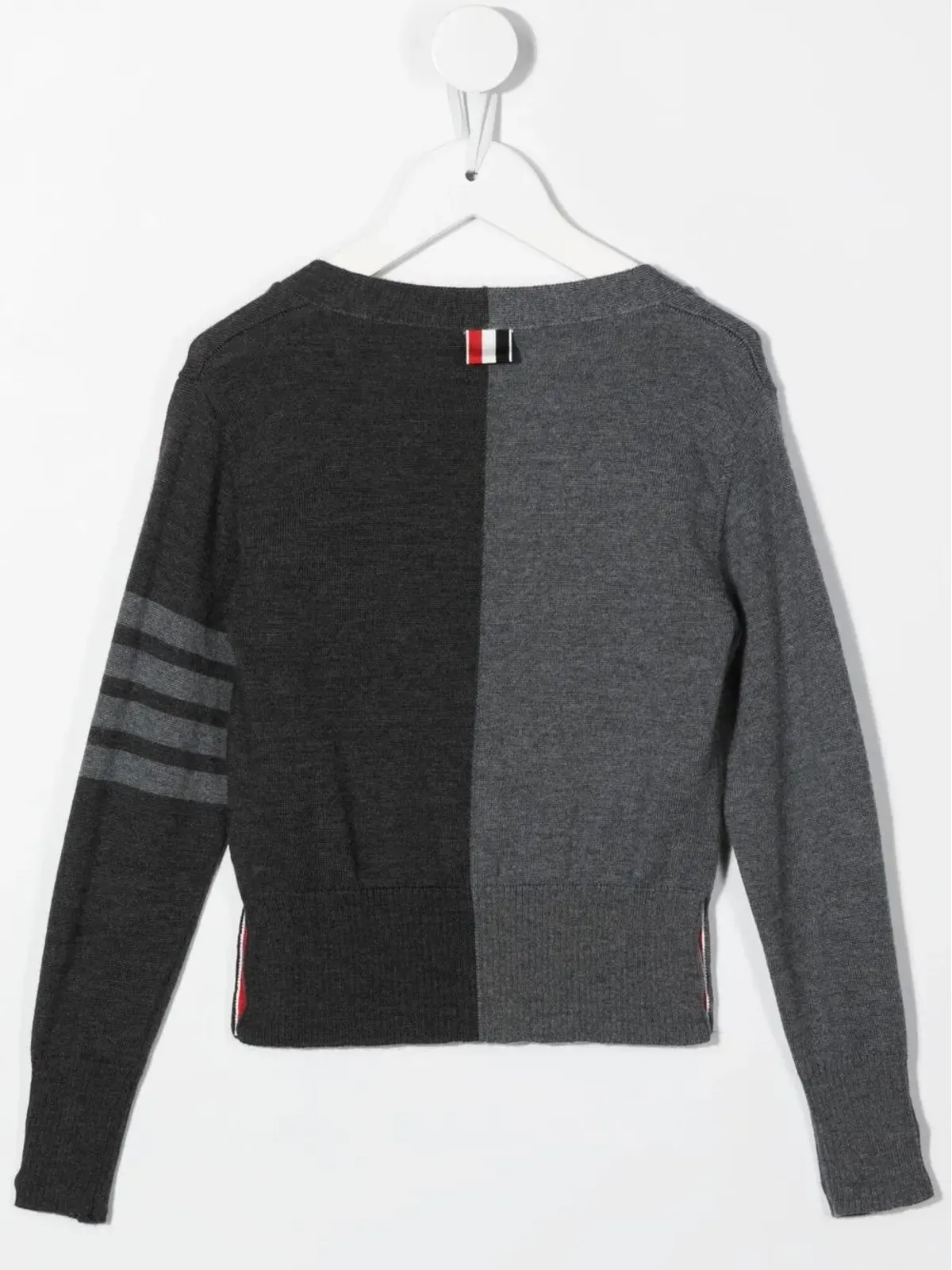 Thom Browne Kids ツートーンVネックカーディガン - 画像2