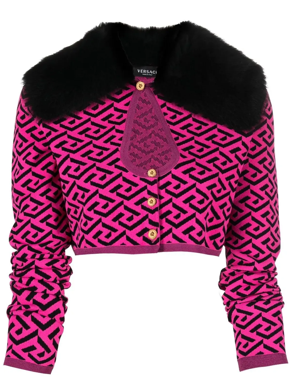 Versace 刺繍入りクロップドカーディガン - ブラック - 画像1