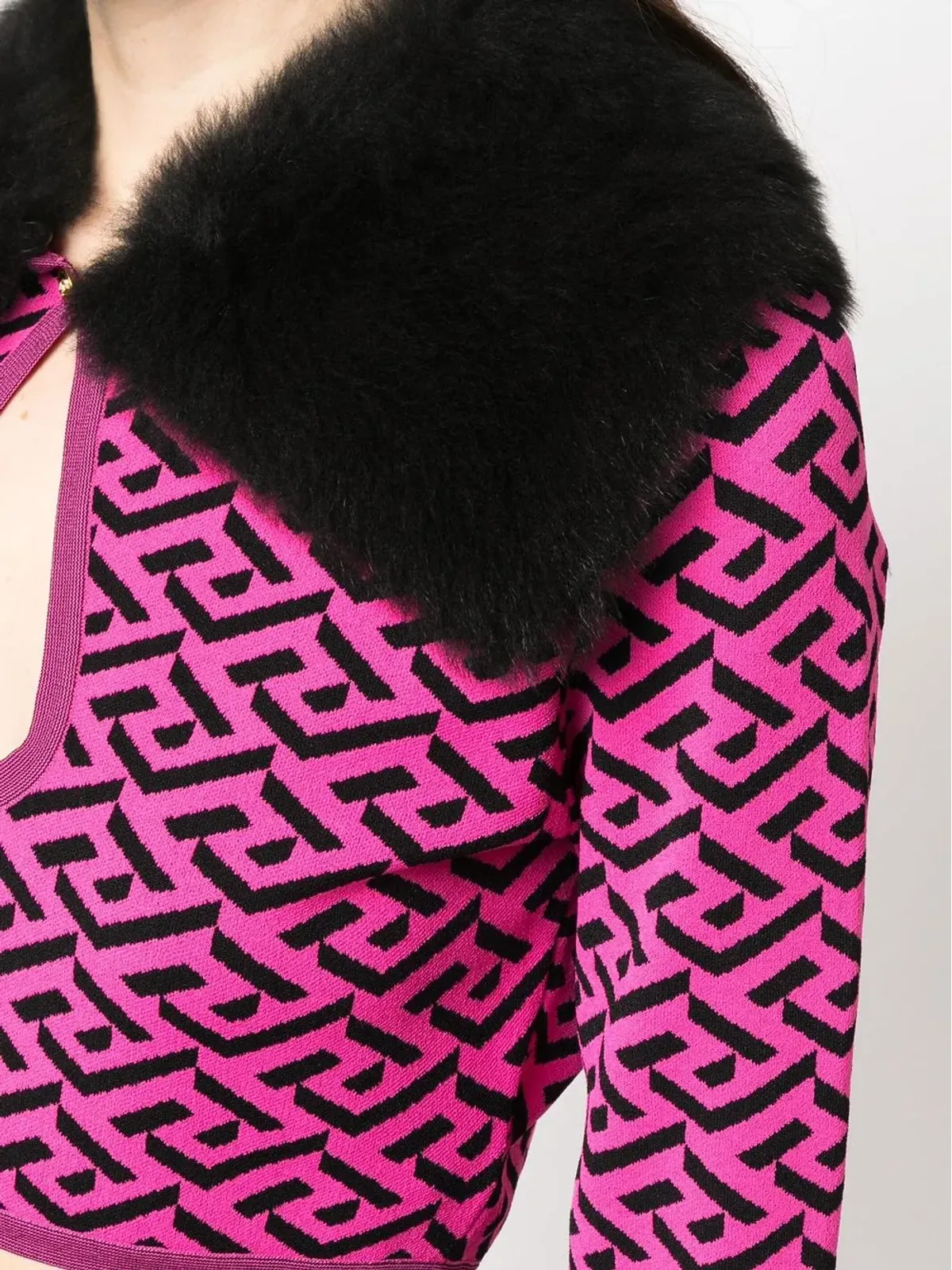 Versace 刺繍入りクロップドカーディガン - ブラック - 画像5