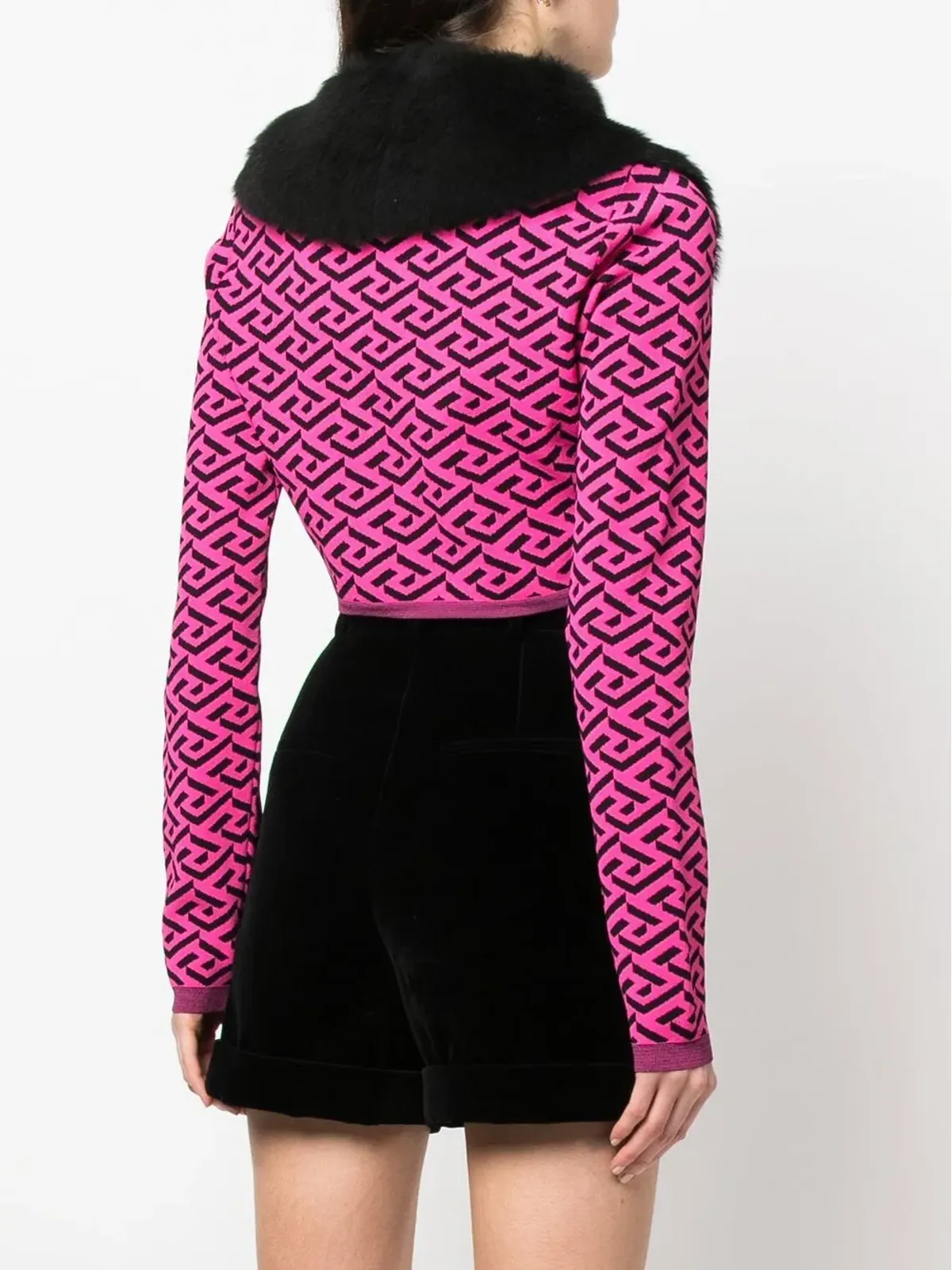 Versace 刺繍入りクロップドカーディガン - ブラック - 画像4