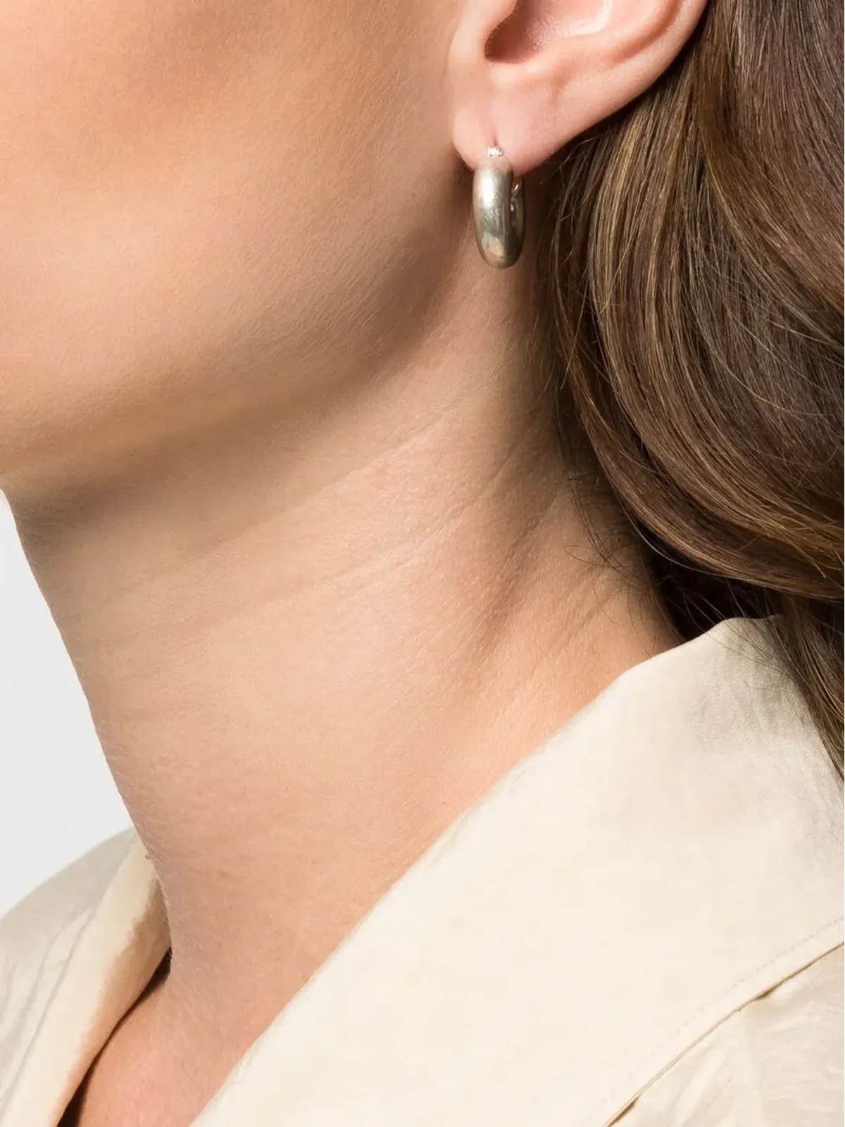 Jil Sander スターリングシルバーの立体的フープピアス - 画像2