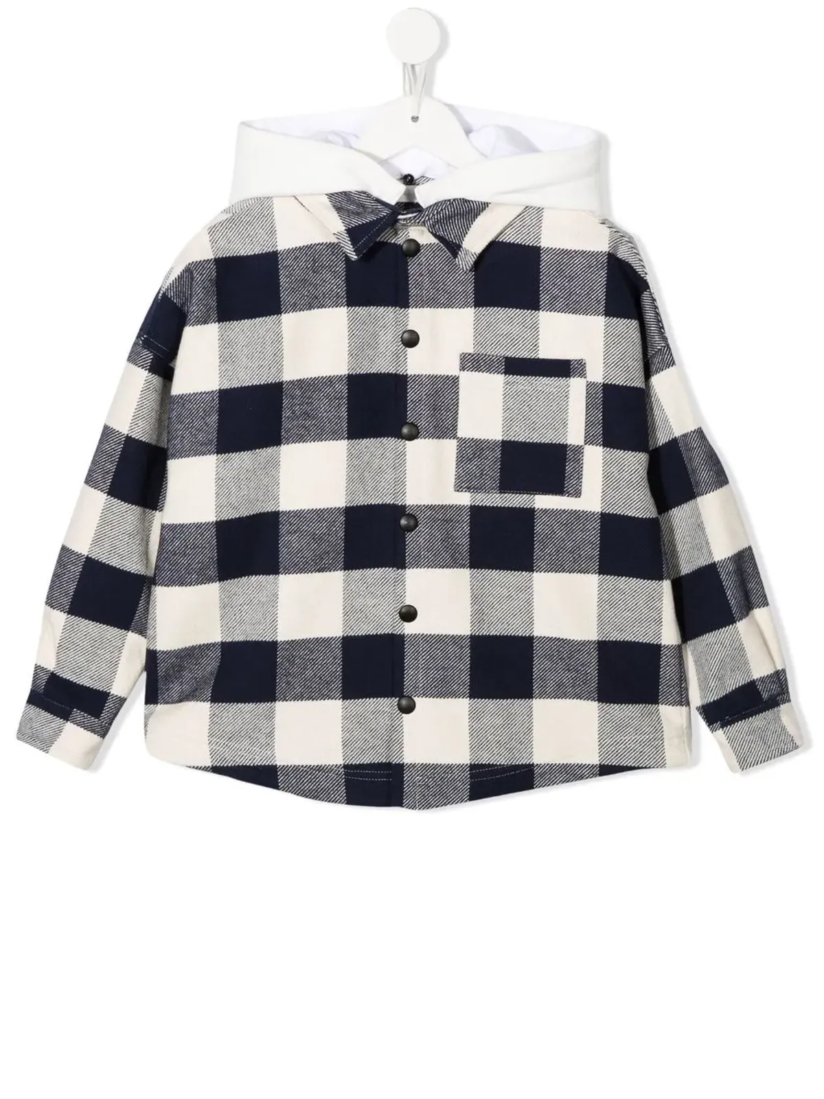 Palm Angels Kids チェック柄フード付きオーバーシャツ - 画像1