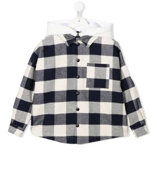 Palm Angels Kids チェック柄フード付きオーバーシャツ - サムネイル1