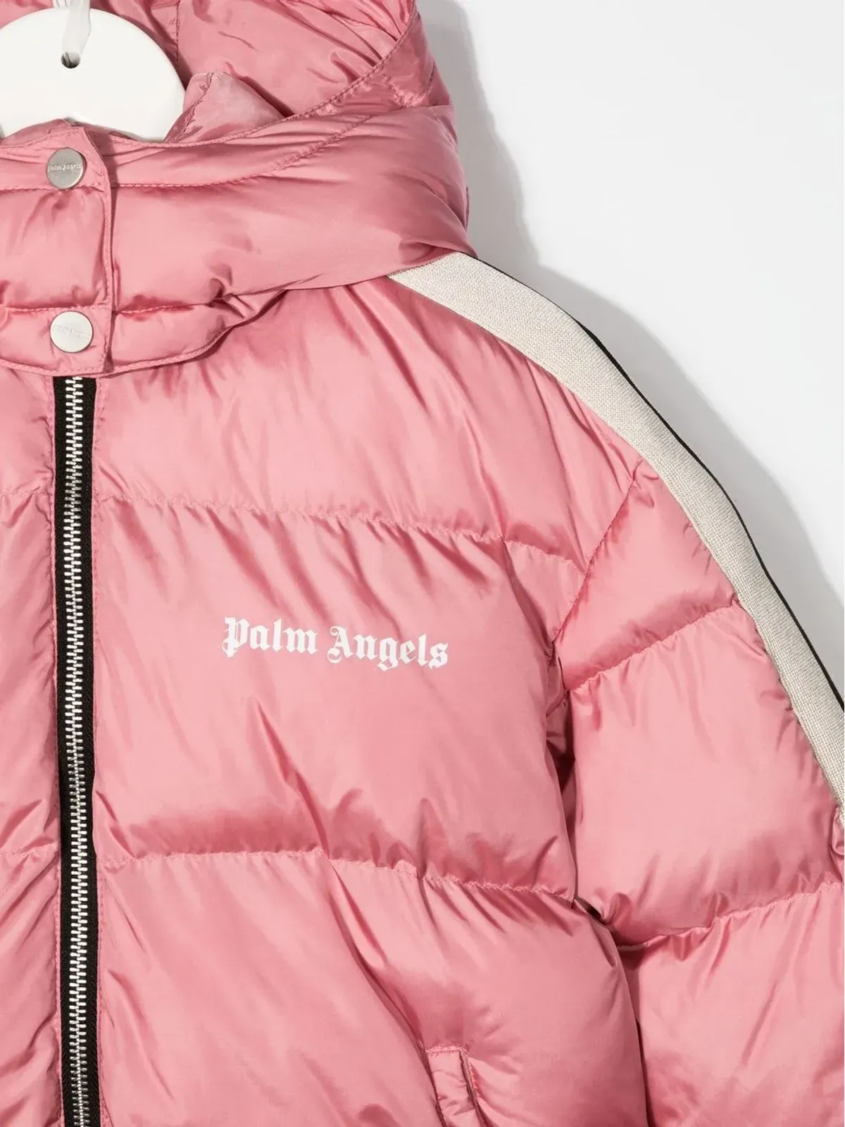 Palm Angels Kids サイドストライプ付きフード付きパファージャケット - 画像3