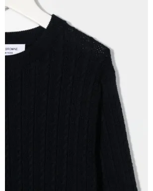 Thom Browne Kids ケーブル編み長袖プルオーバー - サムネイル3