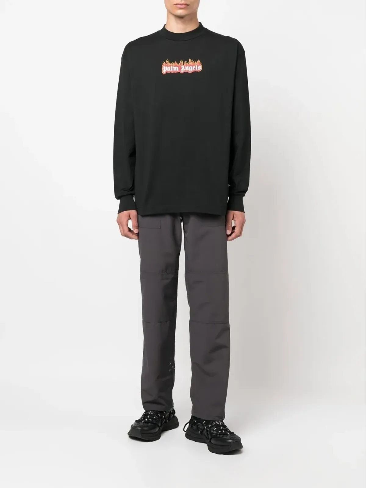 Palm Angels バーニング ロゴプリント ロングスリーブTシャツ - 画像2