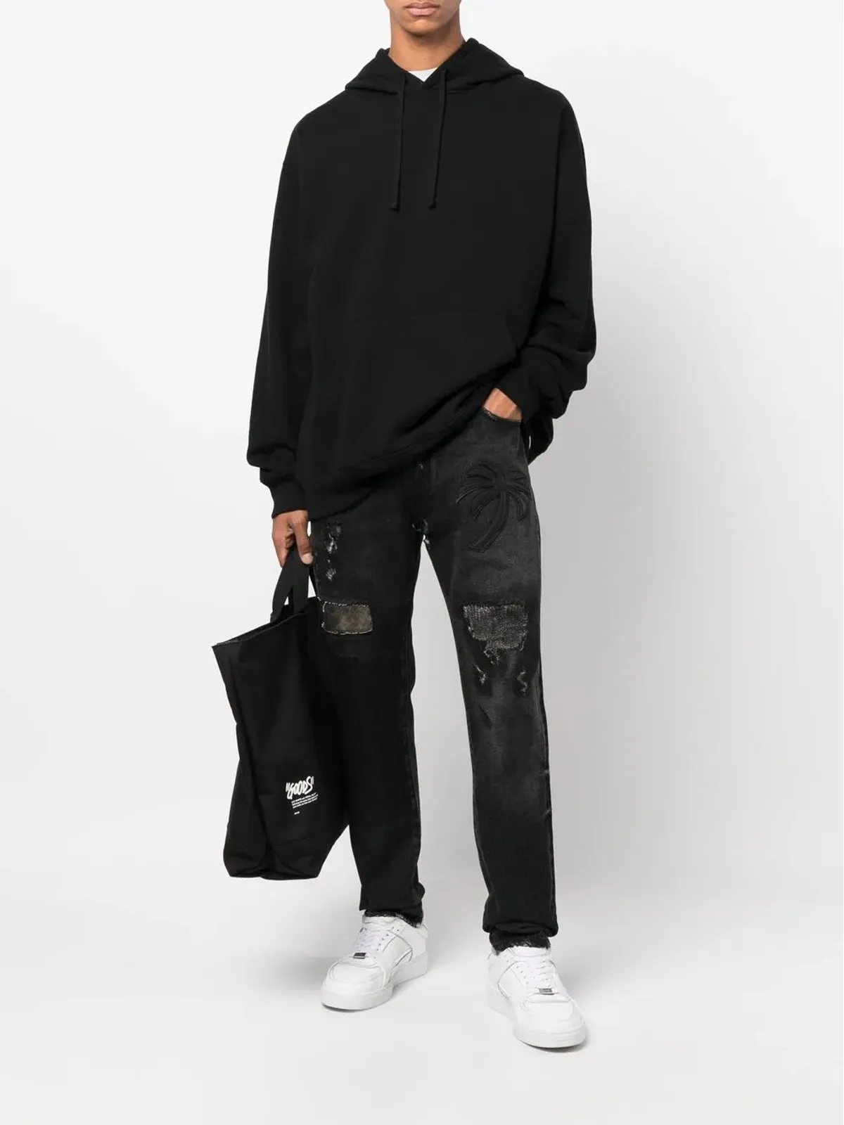 Palm Angels パームエンジェルス palm tree-patch straight-leg jeans - 画像2