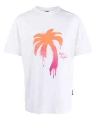 Palm Angels パームツリー柄コットンTシャツ - ホワイト - サムネイル1