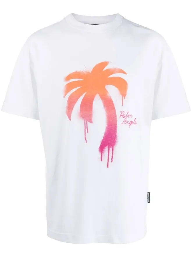 Palm Angels Palm Angels パームツリー柄コットンTシャツ - ホワイトの商品画像