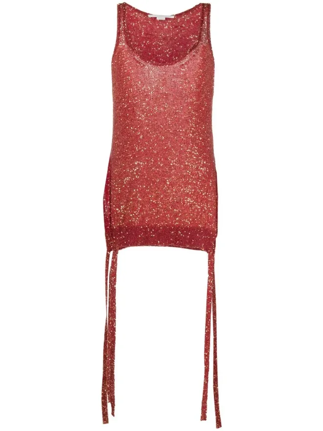 Stella McCartney Stella McCartney スパンコール付きニットタンクトップ - レッドの商品画像