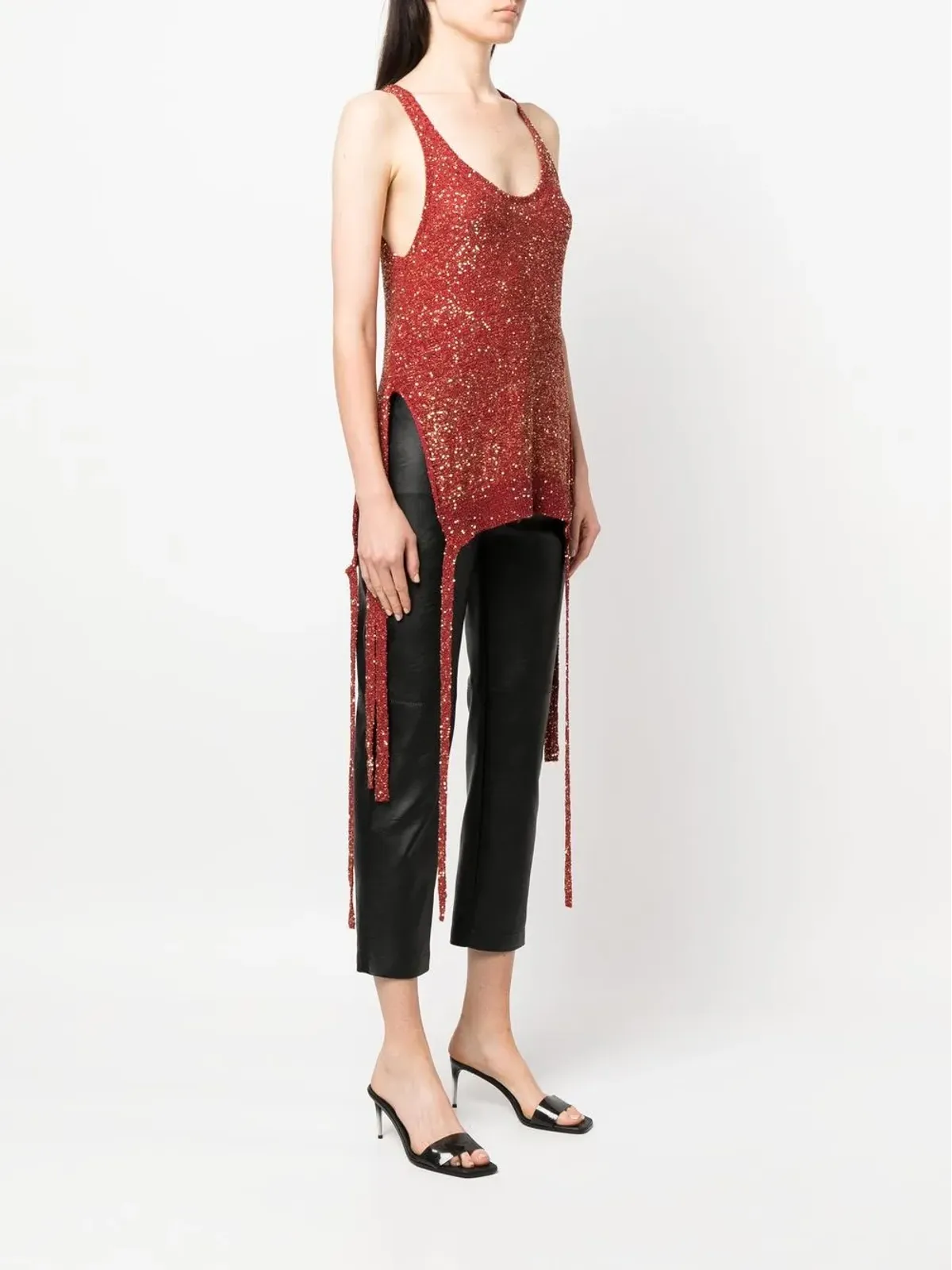Stella McCartney スパンコール付きニットタンクトップ - レッド - 画像3