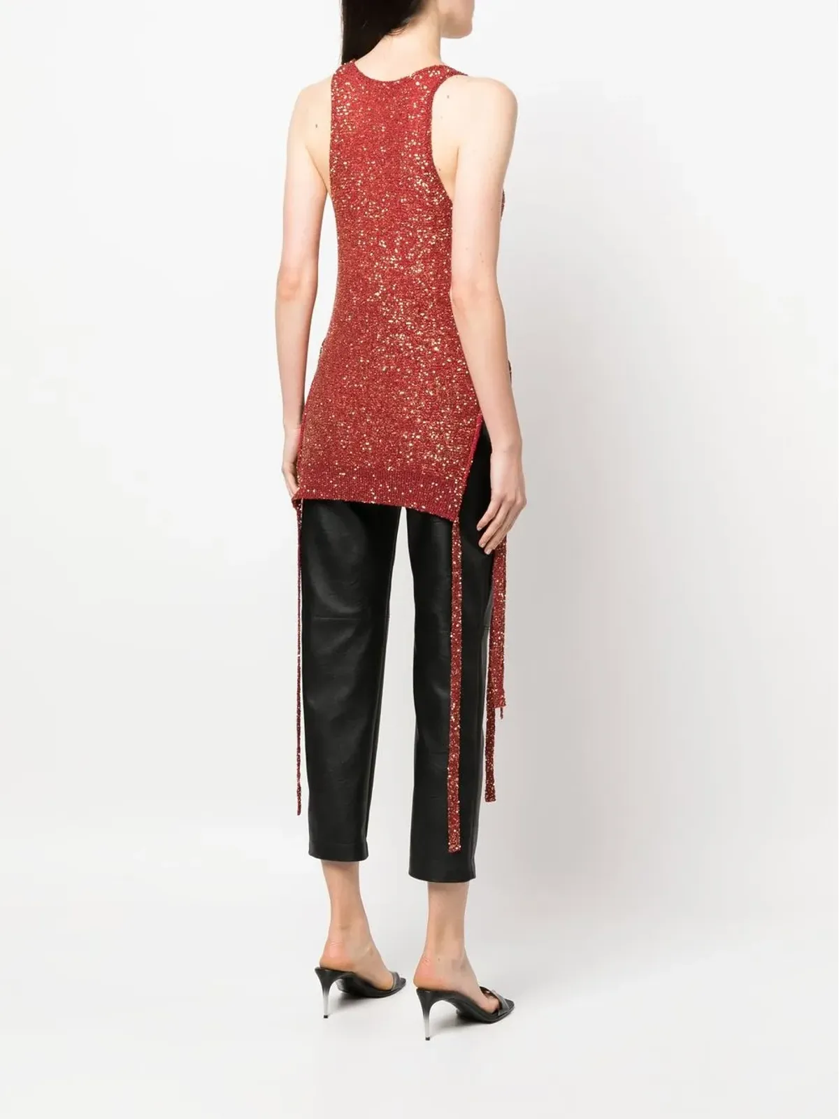 Stella McCartney スパンコール付きニットタンクトップ - レッド - 画像4