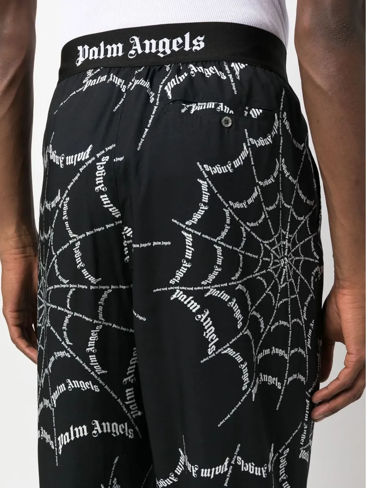 Palm Angels スパイダーネットプリント トラックパンツ ブラック - 画像5