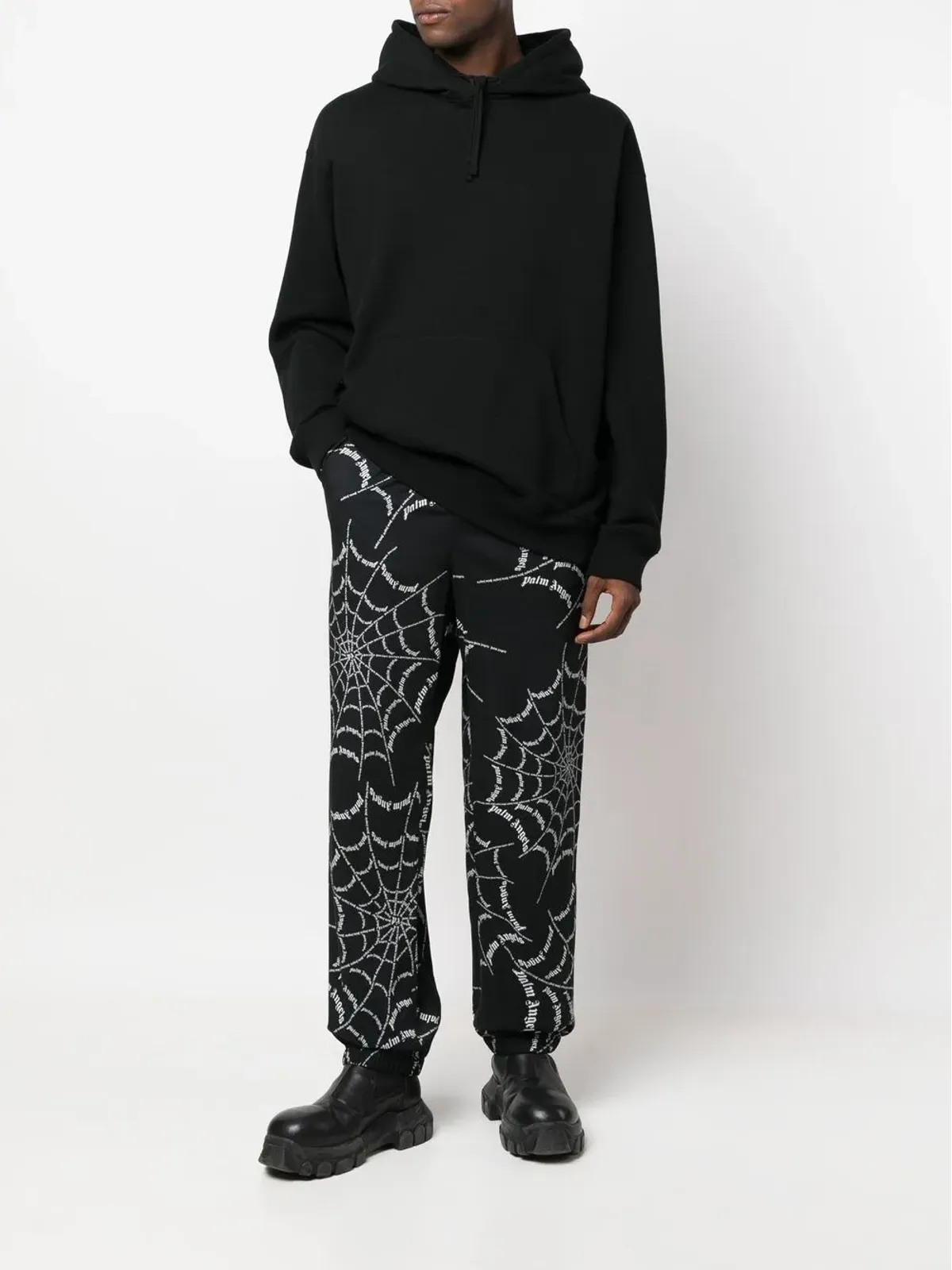 Palm Angels スパイダーネットプリント トラックパンツ ブラック - 画像2
