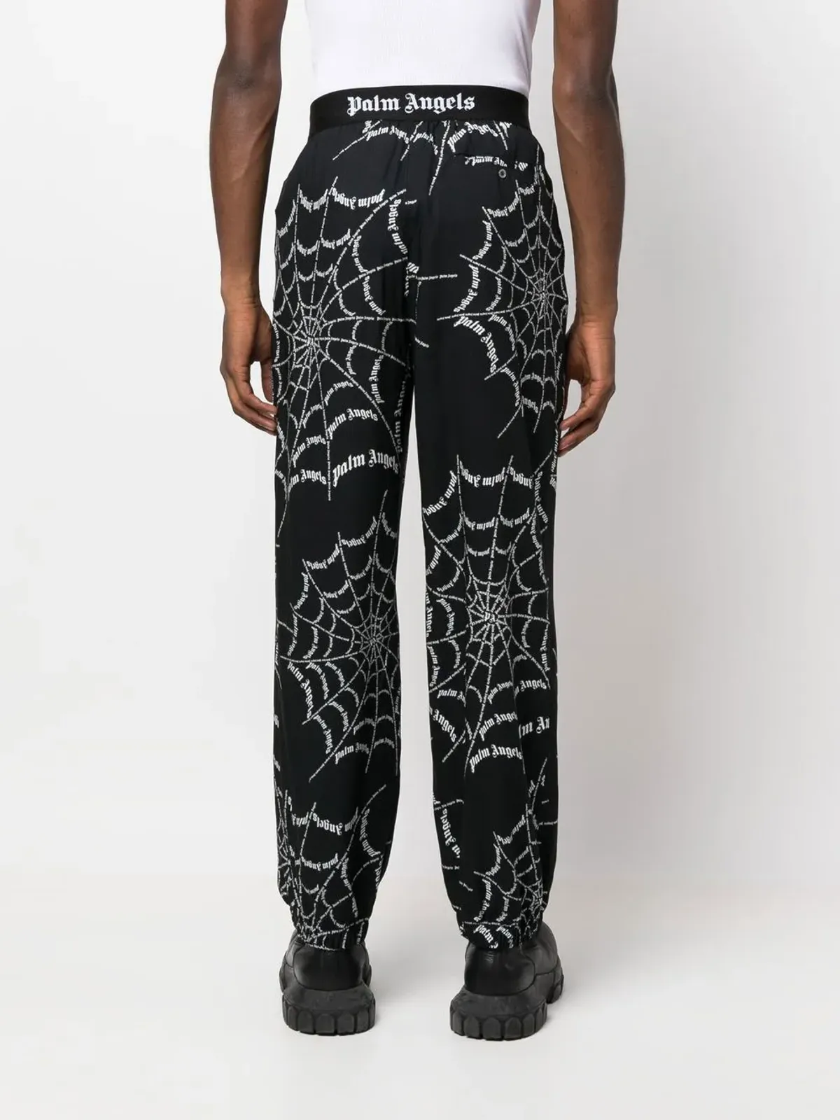 Palm Angels スパイダーネットプリント トラックパンツ ブラック - 画像4
