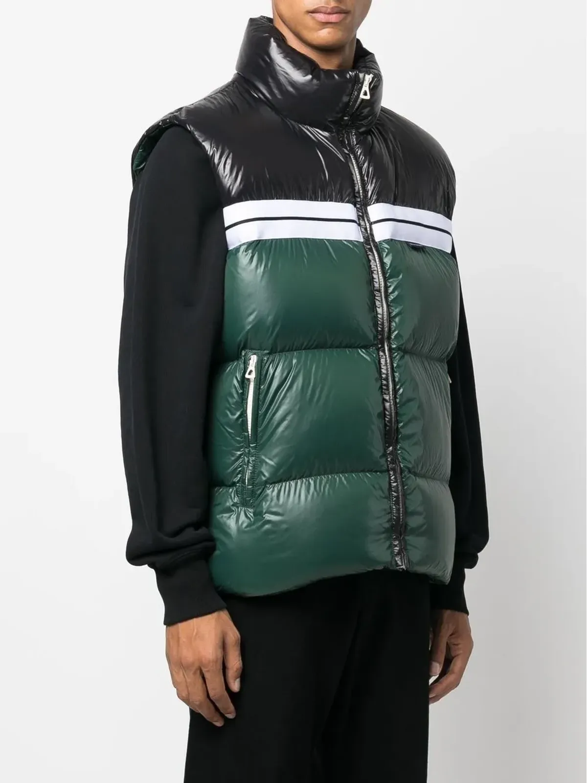Palm Angels カラーブロック パッド入りジレ（グリーン） - 画像3