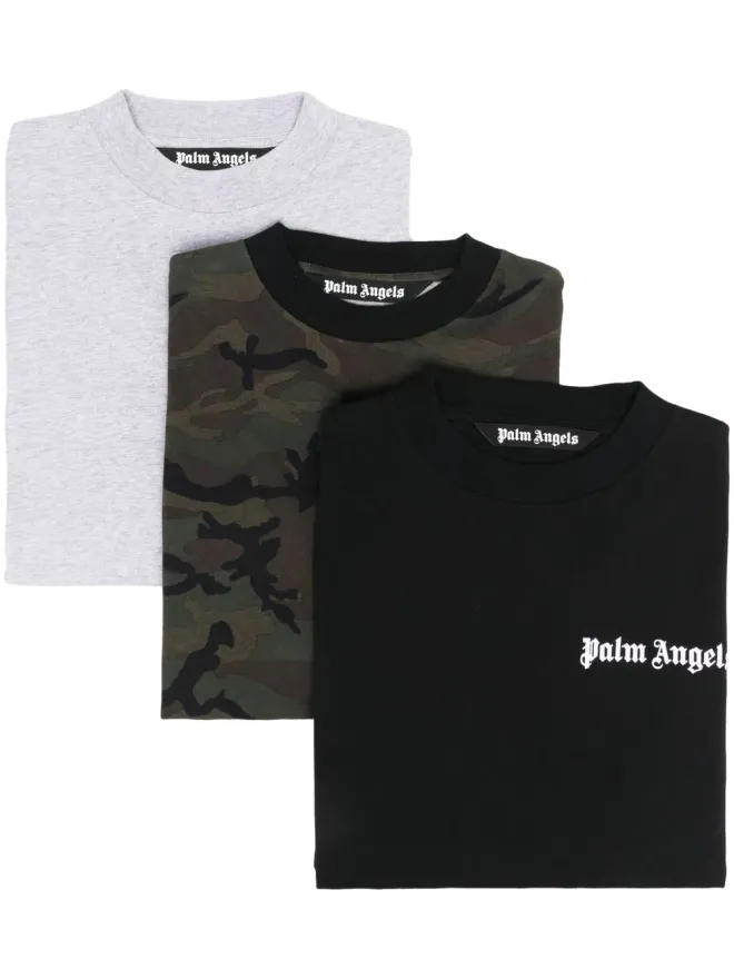 Palm Angels Palm Angels three-pack logo-print T-shirts - Blackの商品画像