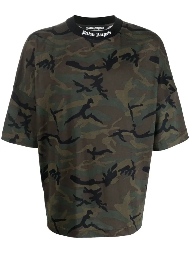Palm Angels Palm Angels ロゴバンド カモフラージュプリントTシャツ ブラックの商品画像