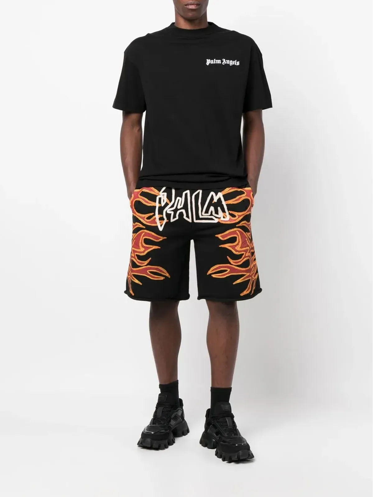Palm Angels グラフィティフレイムス ロゴプリントショーツ - ブラック - 画像2
