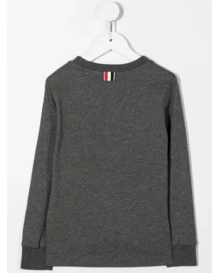 Thom Browne Kids ロングスリーブ コットンTシャツ - グレー - サムネイル2