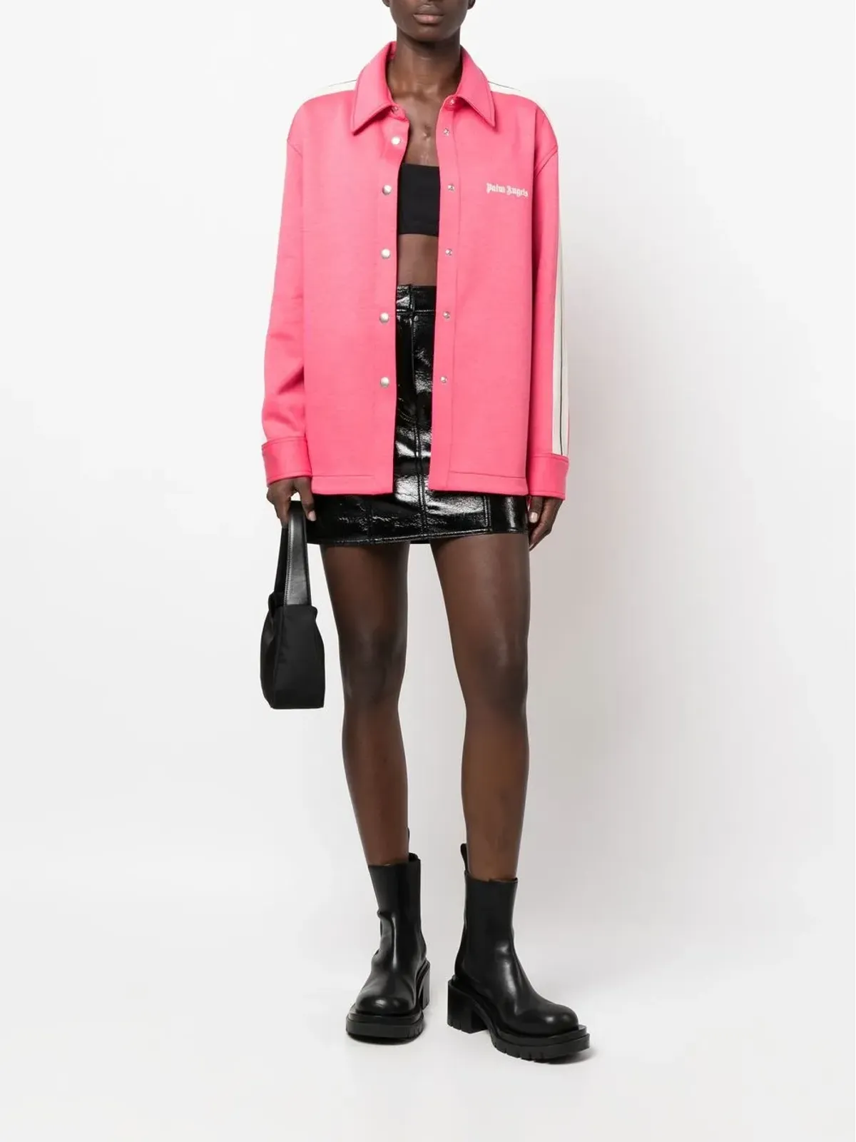 Palm Angels ロゴプリント ストライプシャツ ピンク - 画像2