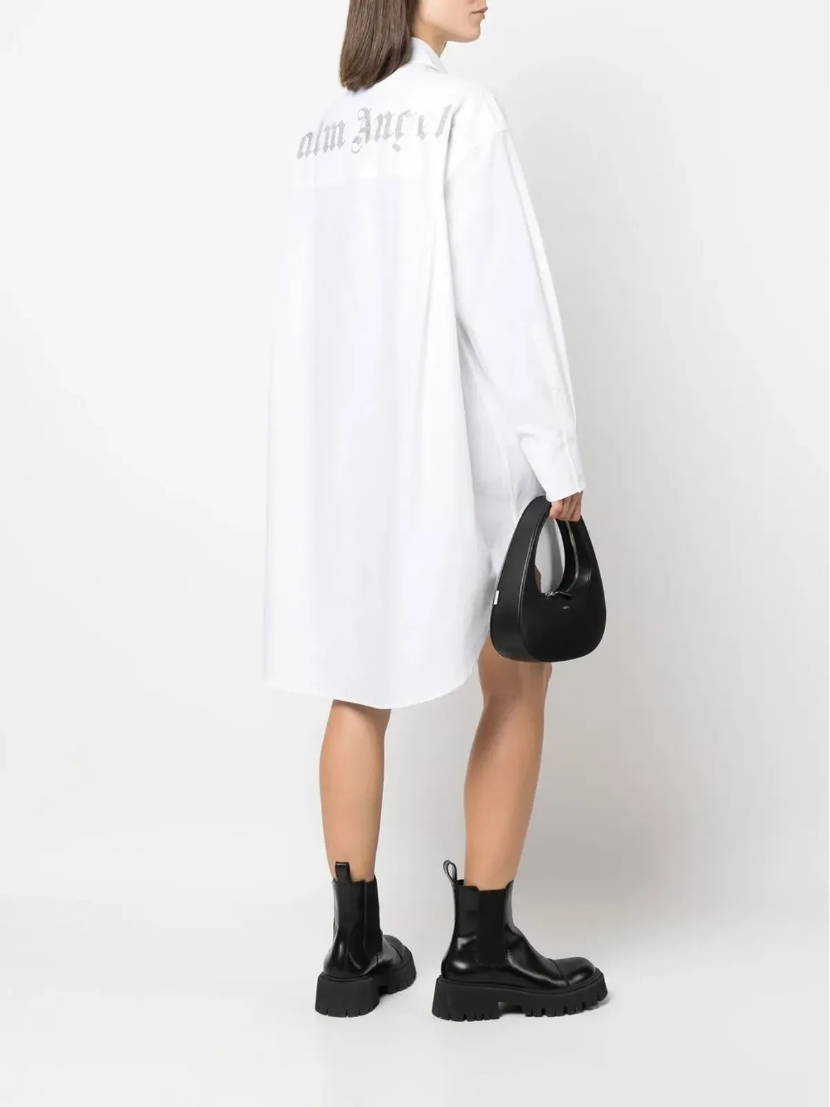 Palm Angels ラインストーンロゴ シャツドレス - 画像2