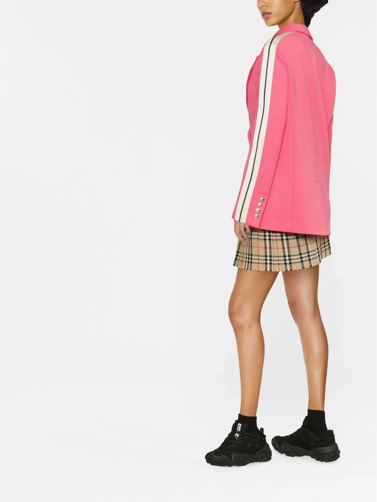 Palm Angels シングルブレスト stripe-trim ブレザー（ピンク） - 画像3