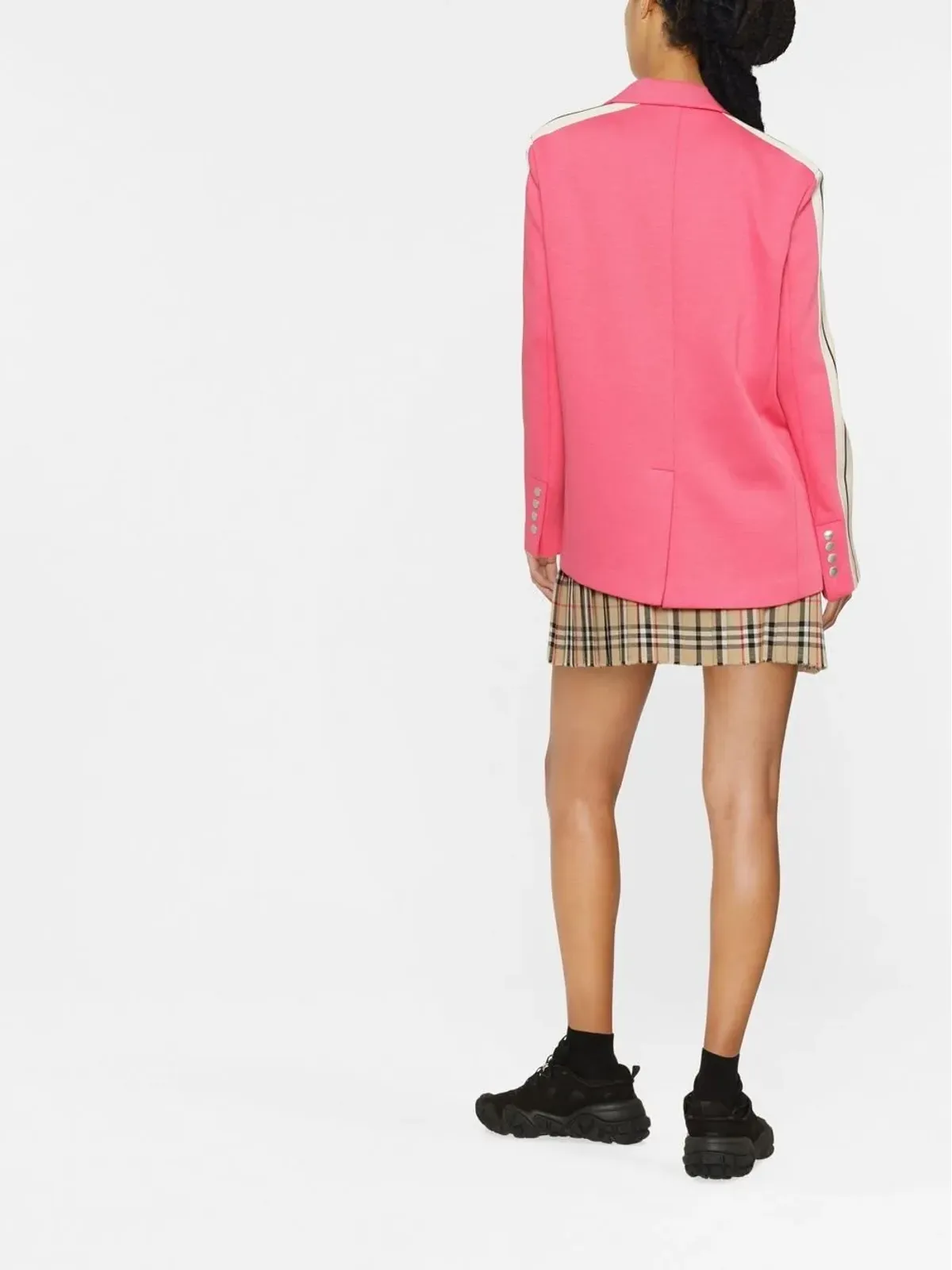 Palm Angels シングルブレスト stripe-trim ブレザー（ピンク） - 画像4