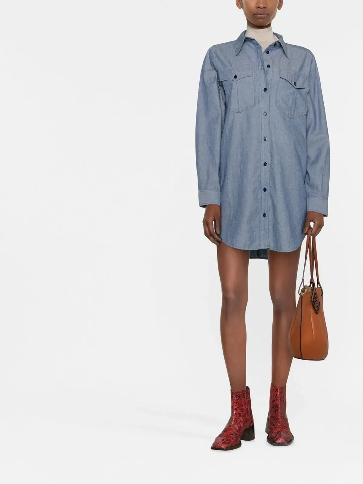 ISABEL MARANT ブリジット チャンブレー ボタン留め シャツドレス - 画像2