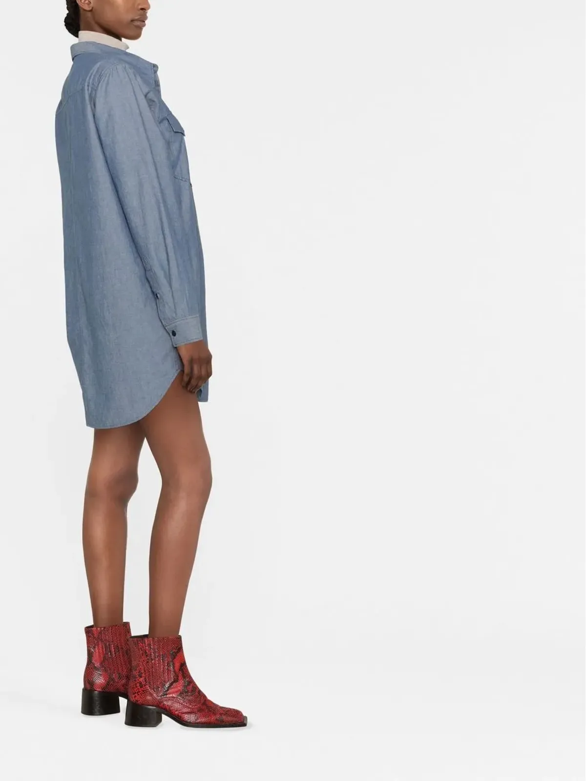 ISABEL MARANT ブリジット チャンブレー ボタン留め シャツドレス - 画像3