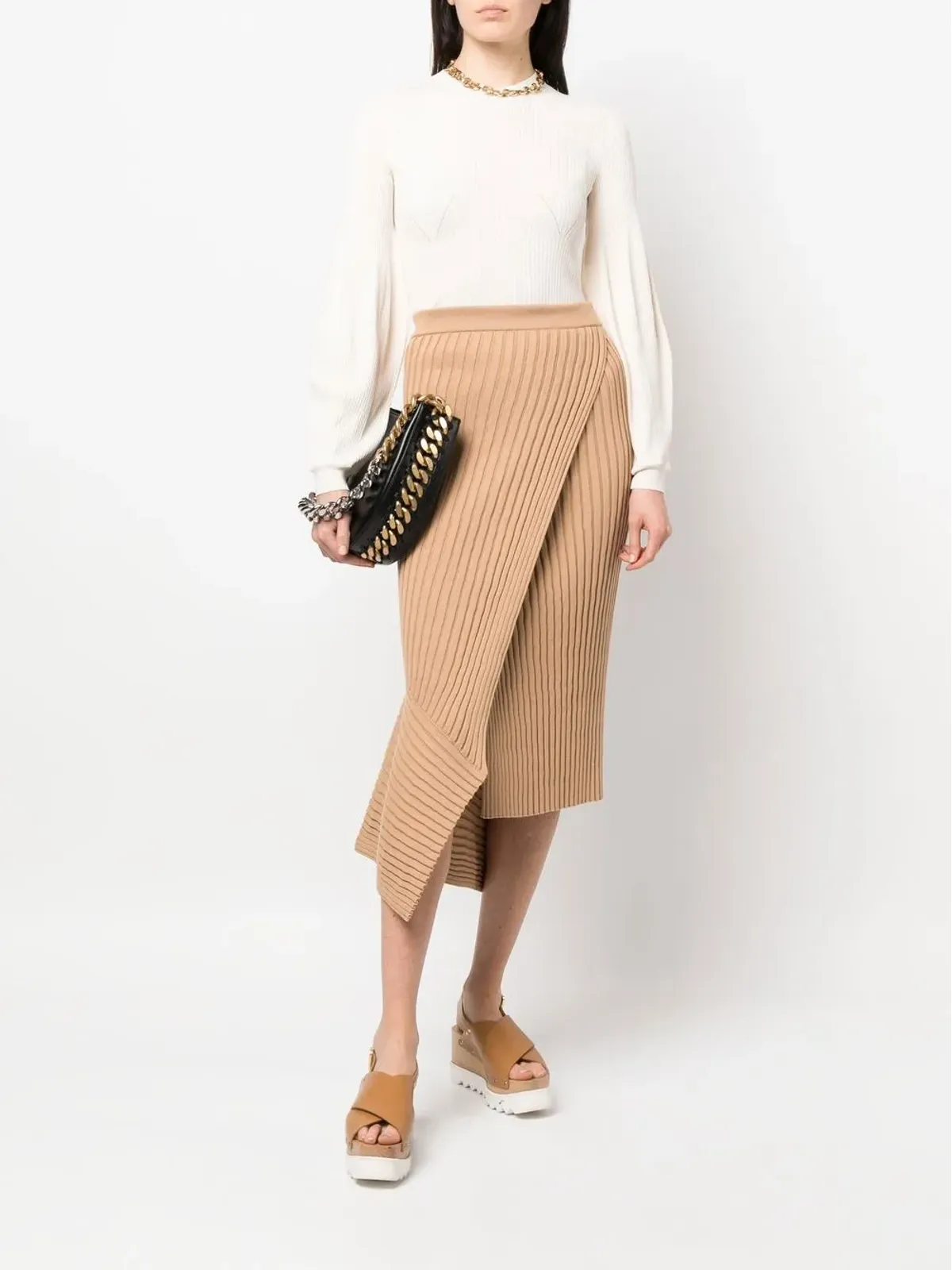 Stella McCartney アシンメトリックリブニット ラップスカート - 画像2