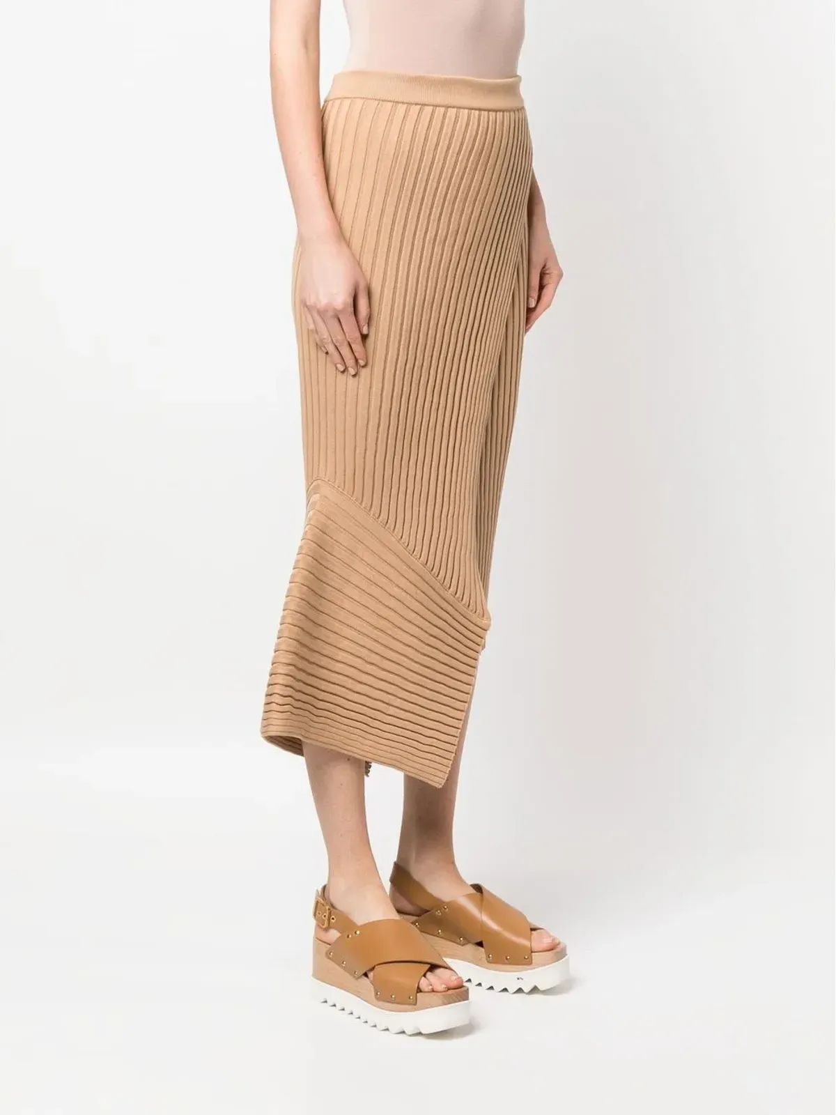Stella McCartney アシンメトリックリブニット ラップスカート - 画像3
