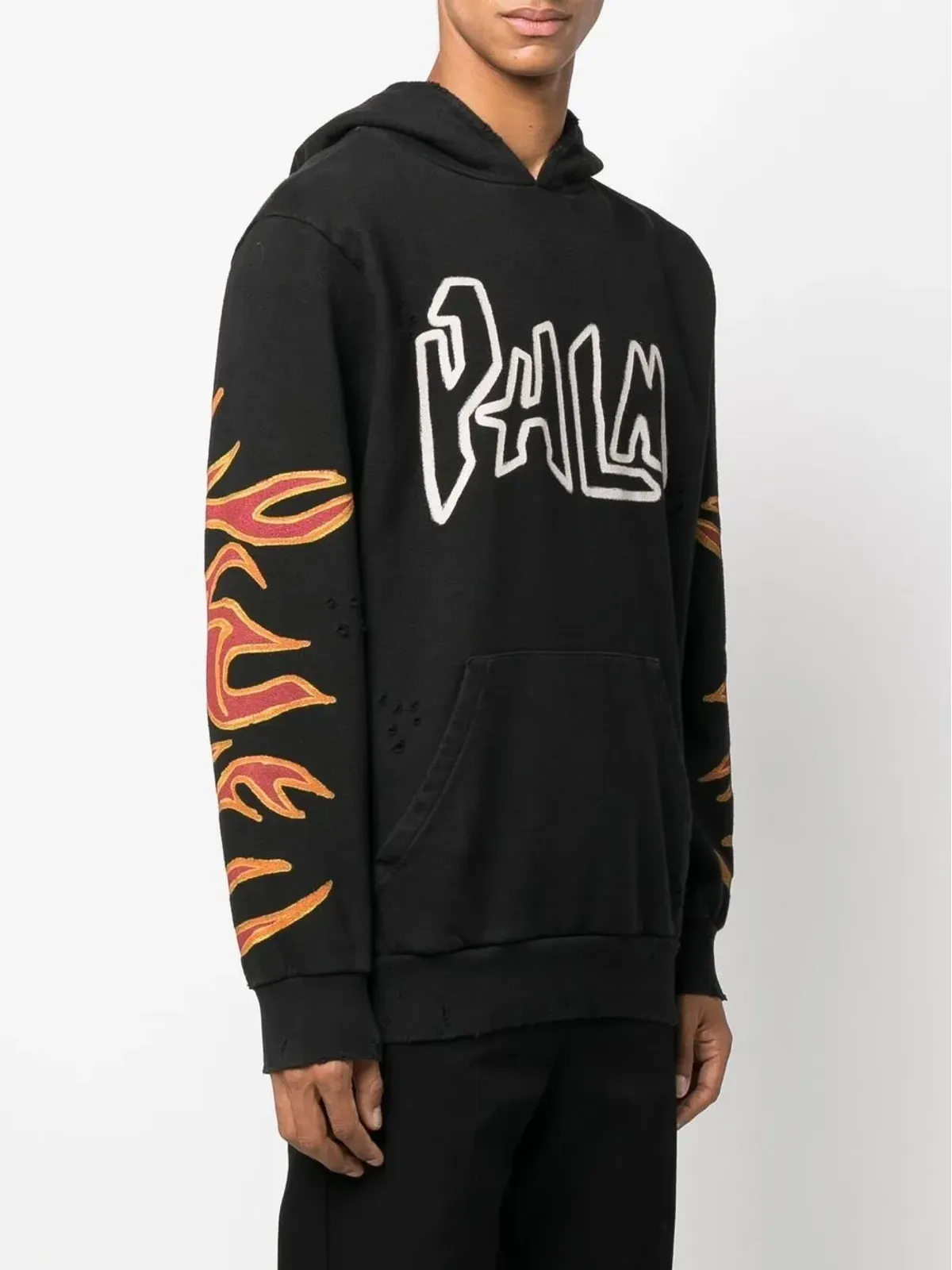 Palm Angels 炎柄プリント コットン フーディ - 画像3