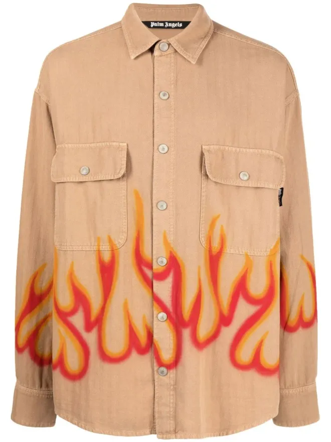 Palm Angels Palm Angels 炎プリント長袖シャツの商品画像