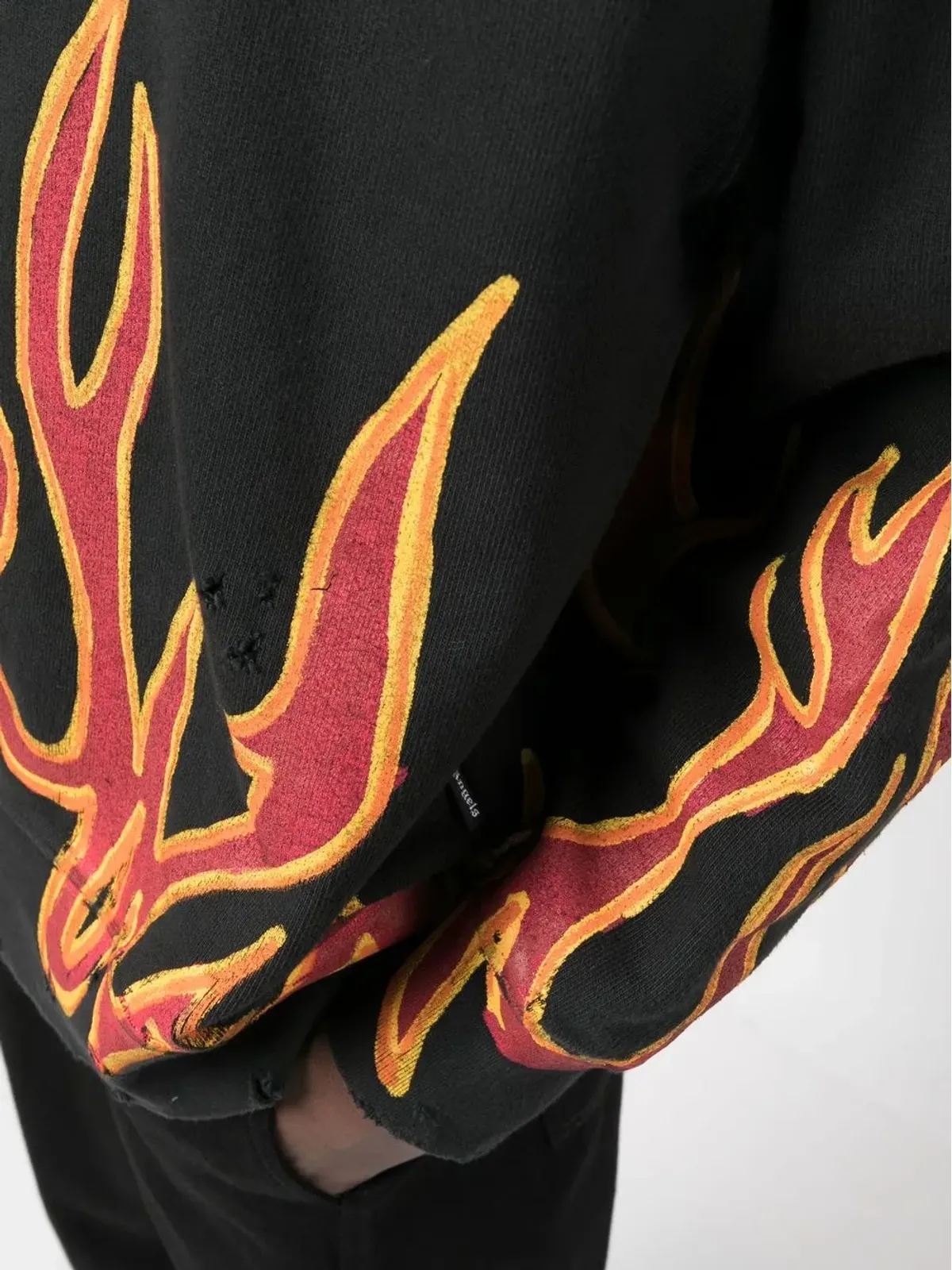 Palm Angels グラフィティ炎柄 ダメージ加工スウェットシャツ - 画像4
