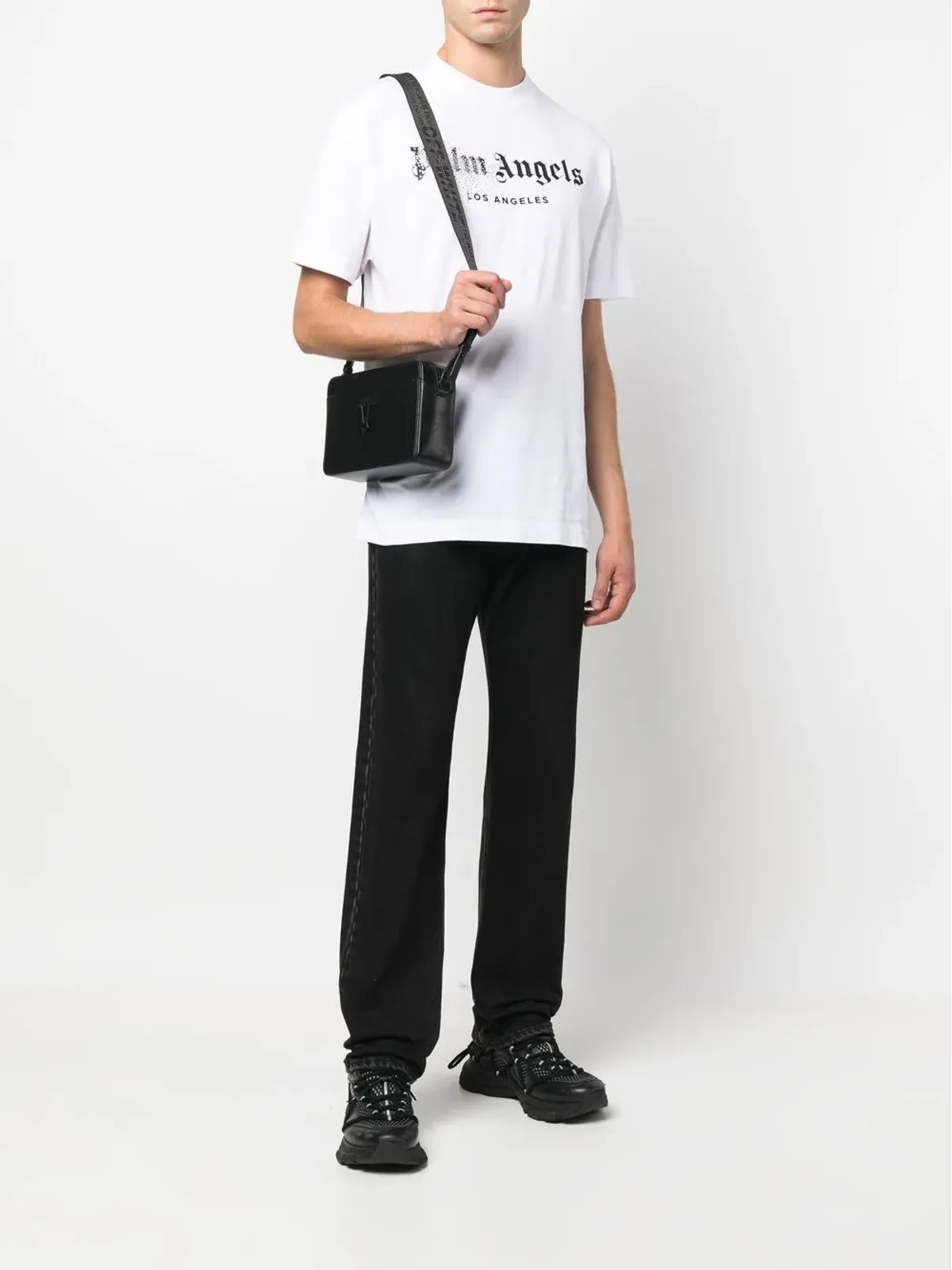 Palm Angels ラインストーン吹き付け ロゴプリント Tシャツ - 画像2