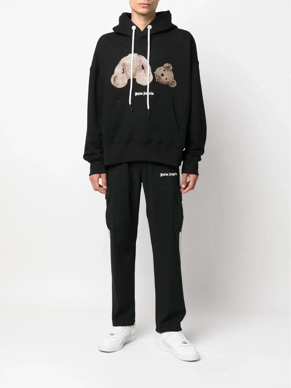 Palm Angels クリスタル装飾 テディベア フーディ - 画像2