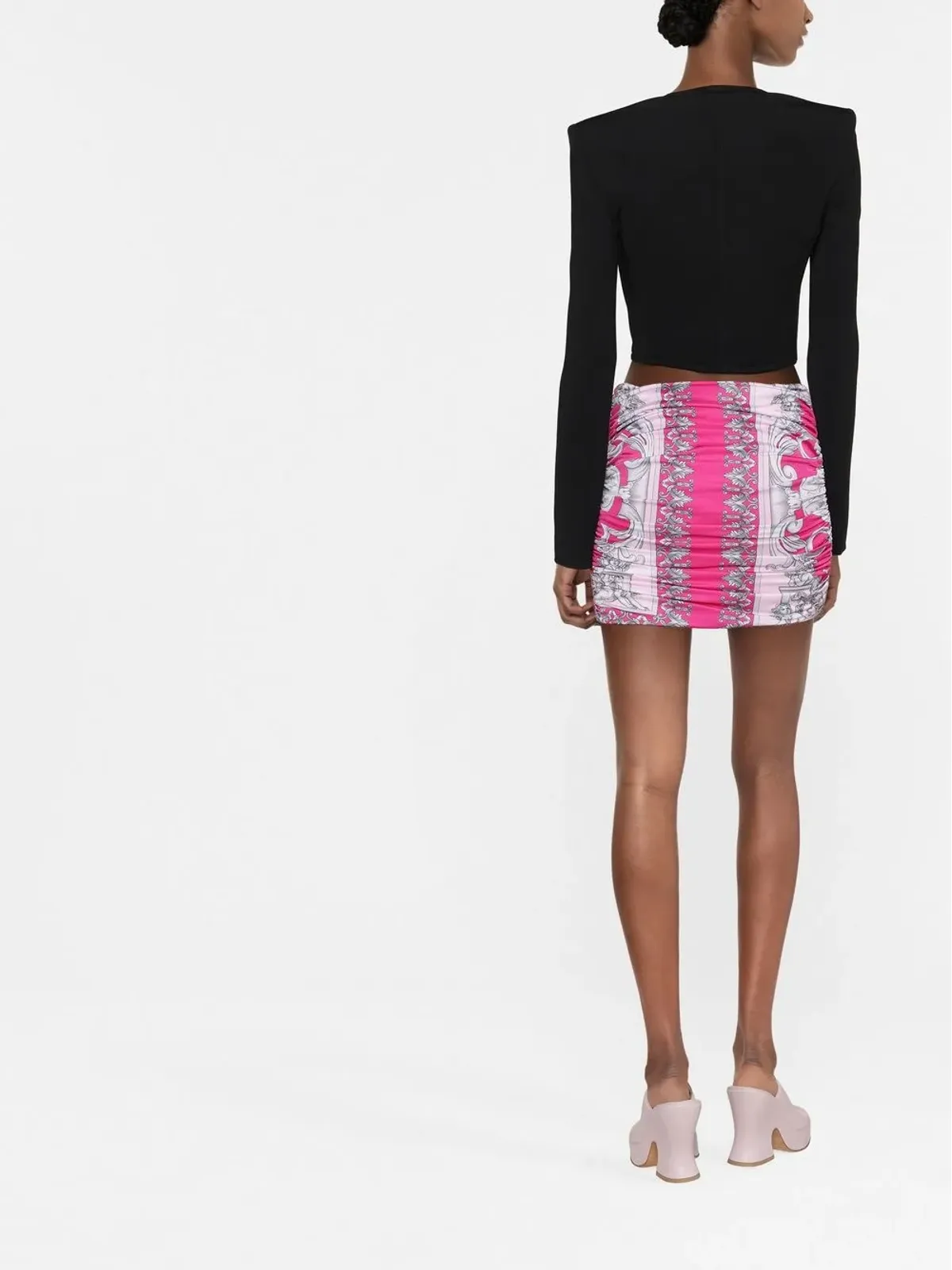 Versace バロックプリント ミニスカート - ピンク - 画像4