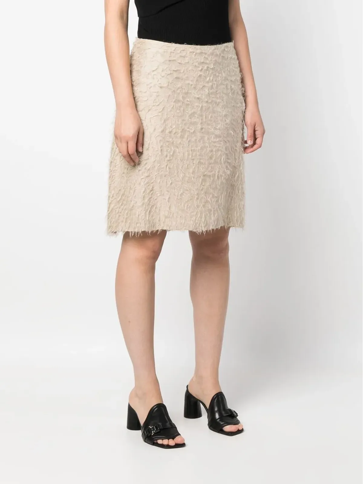 Helmut Lang Pre-Owned 2010s ダメージ加工風 アシンメトリースカート - 画像3