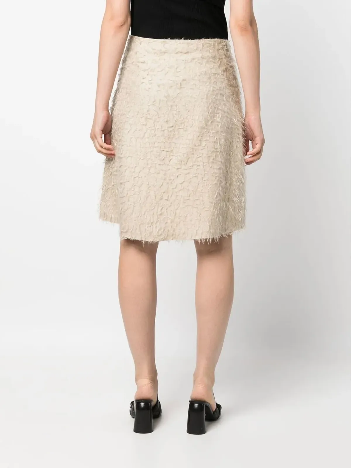 Helmut Lang Pre-Owned 2010s ダメージ加工風 アシンメトリースカート - 画像4