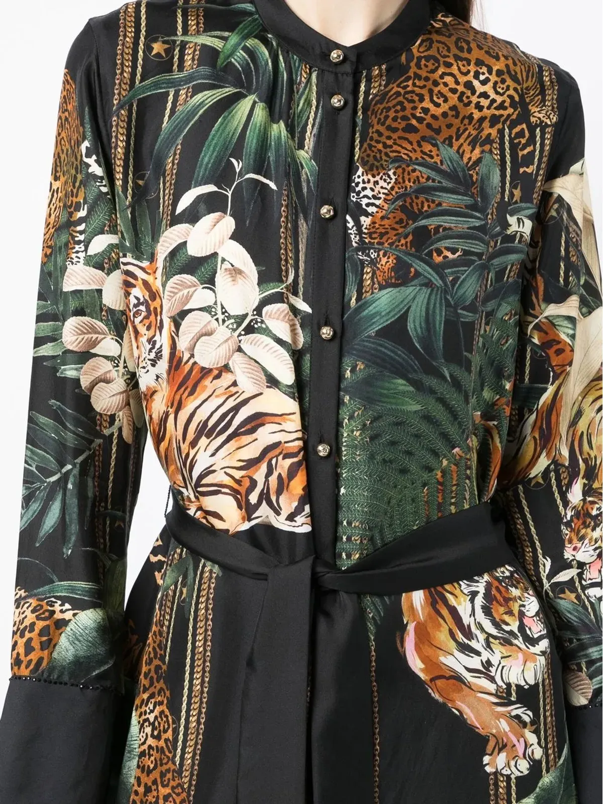 Camilla Easy Tiger print open-back silk dress - Black - 画像5