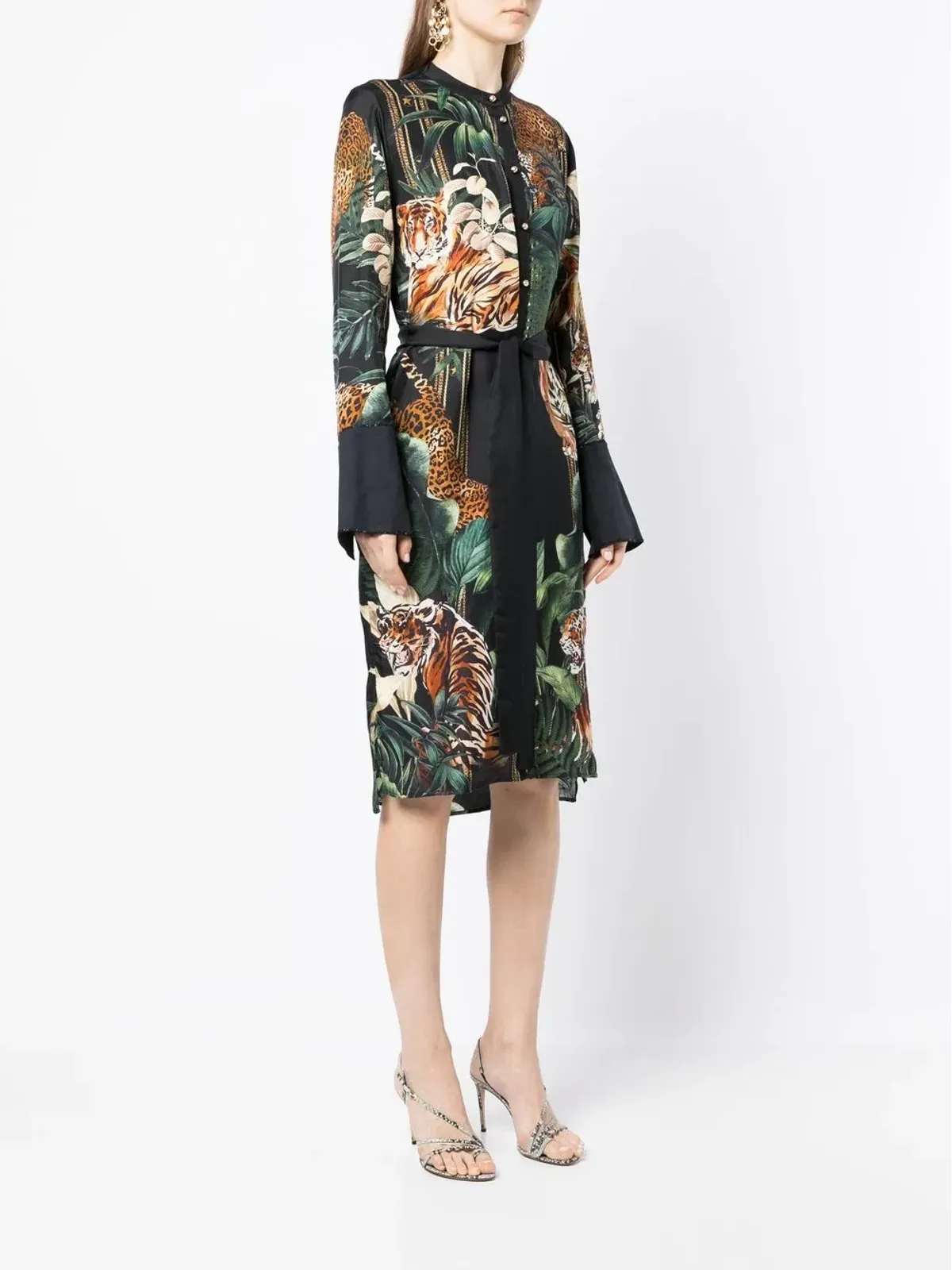 Camilla Easy Tiger print open-back silk dress - Black - 画像3