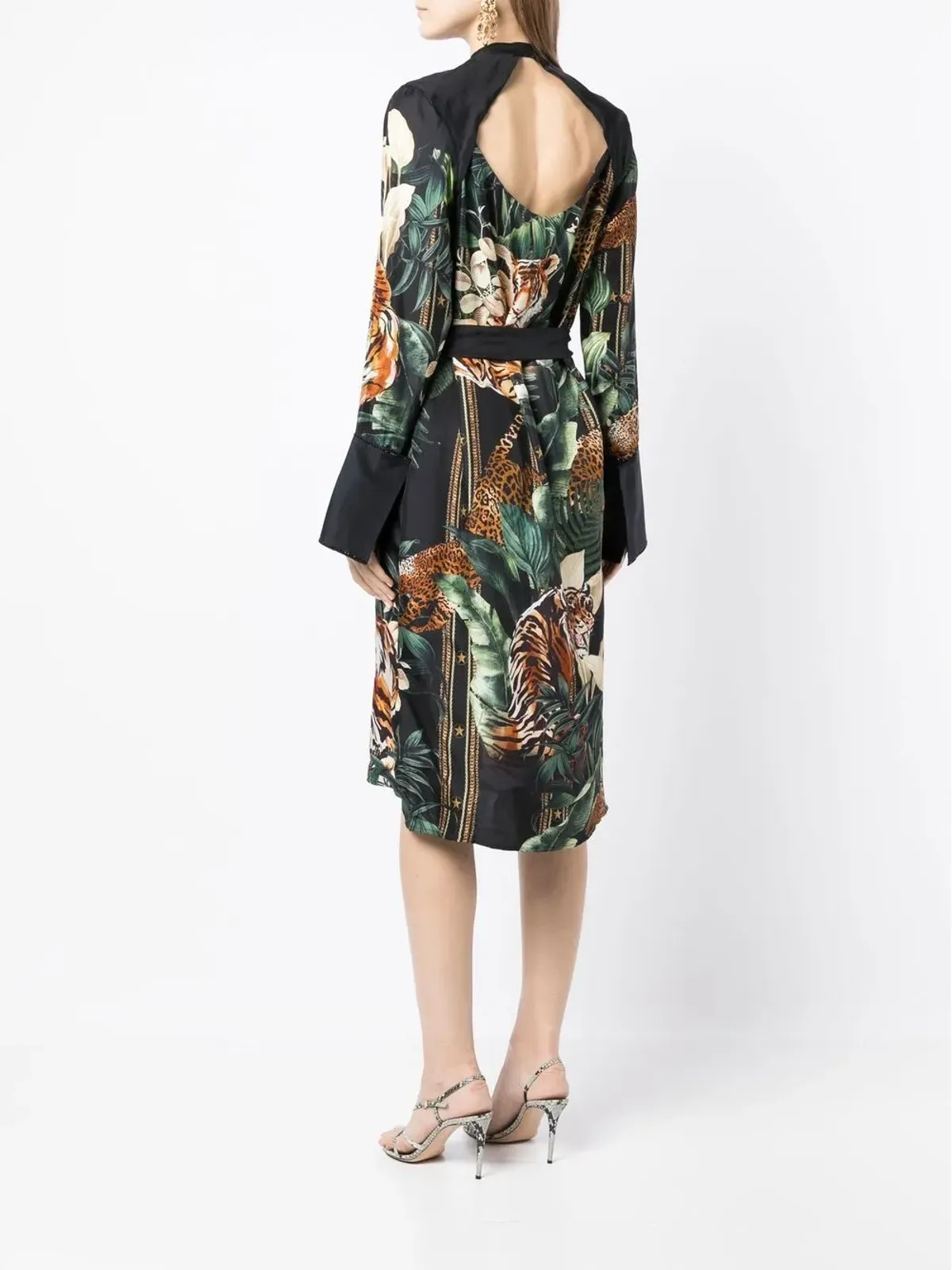 Camilla Easy Tiger print open-back silk dress - Black - 画像4