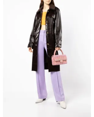 CHANEL ビンテージ 1995 CCターンロック ツイード トップハンドルバッグ - ピンク - サムネイル2