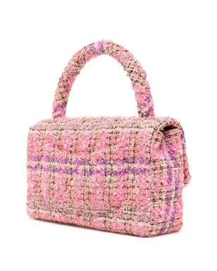 CHANEL ビンテージ 1995 CCターンロック ツイード トップハンドルバッグ - ピンク - サムネイル3