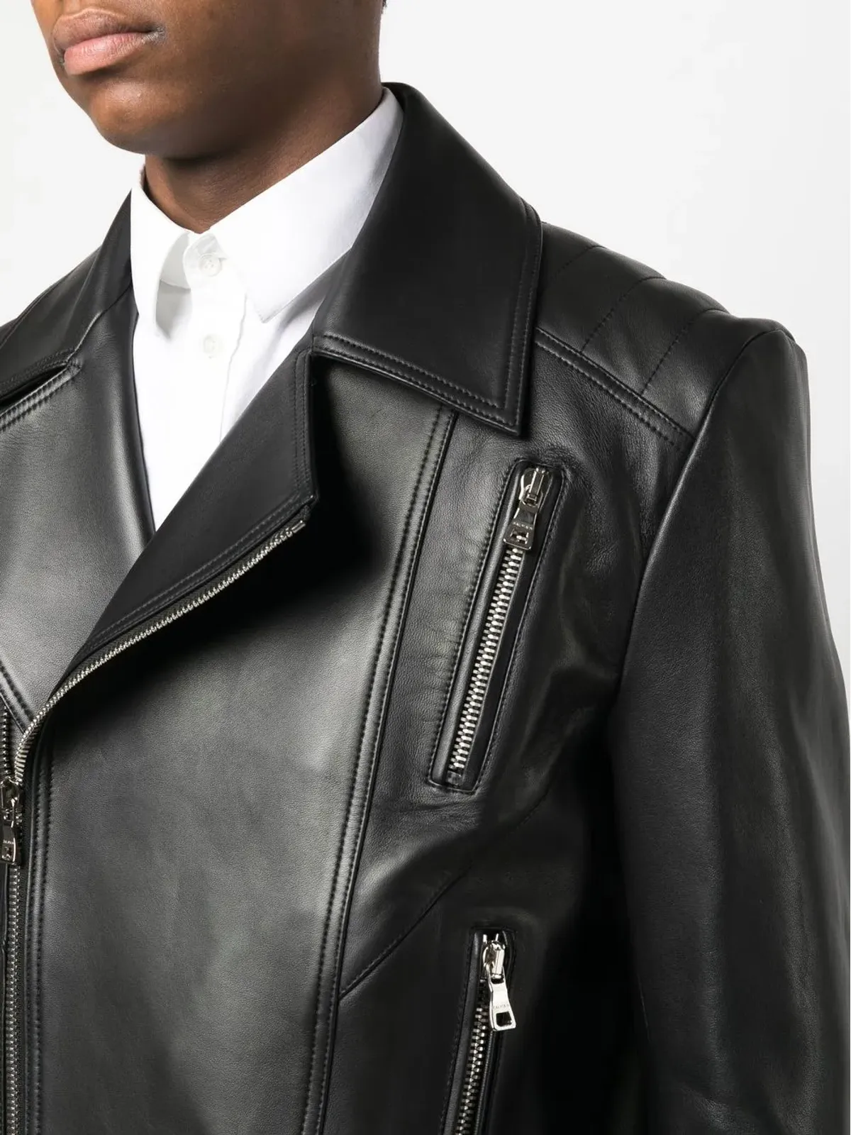 Balmain ジップファスナー付きレザージャケット - 画像5