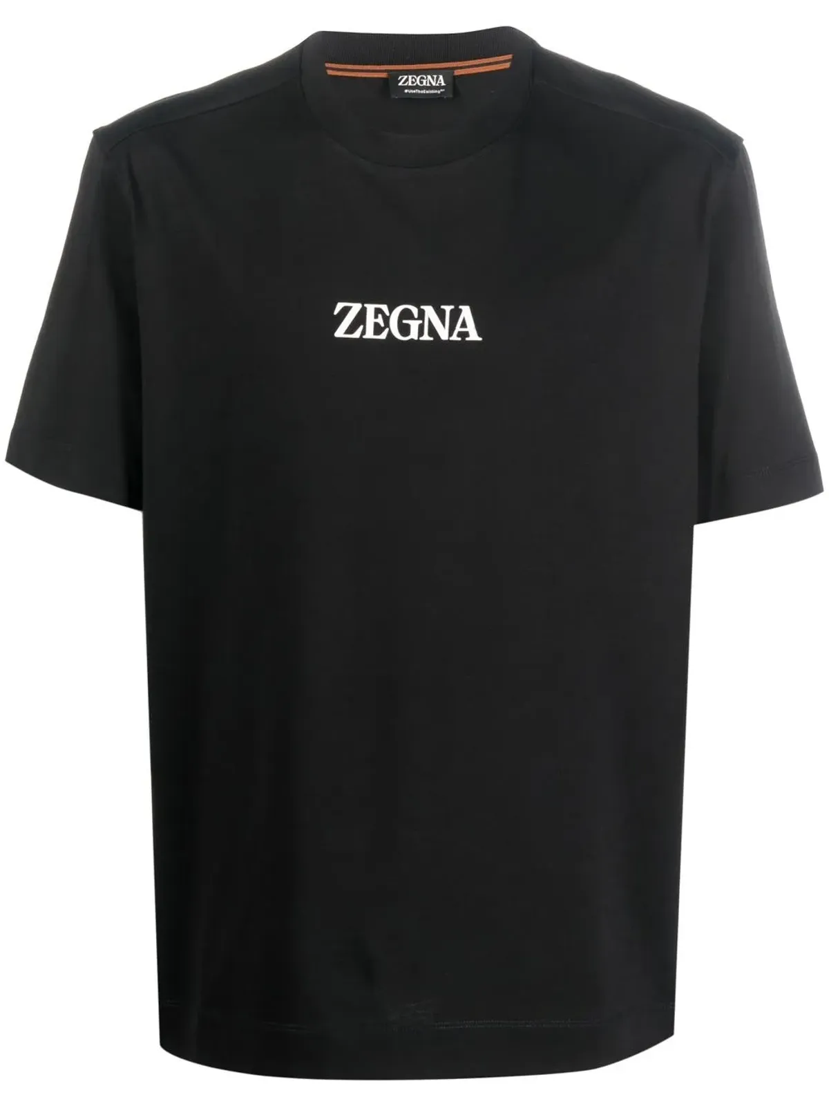 Zegna ロゴプリント コットン Tシャツ ブラック - 画像1