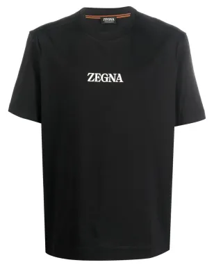 Zegna ロゴプリント コットン Tシャツ ブラック - サムネイル1