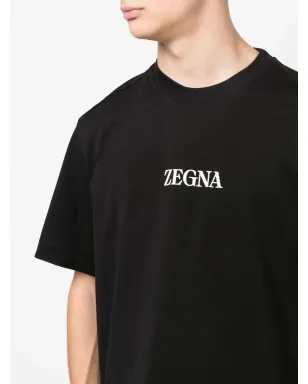 Zegna ロゴプリント コットン Tシャツ ブラック - サムネイル5